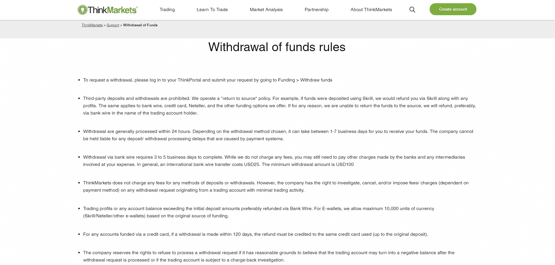 ThinkMarkets Review withdrawal info